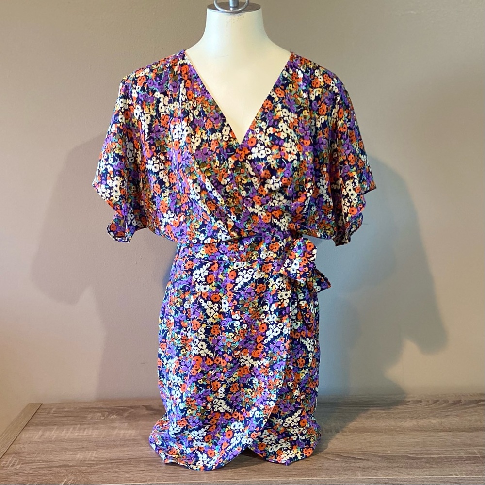 Traffic People Floral Faux Wrap Dress